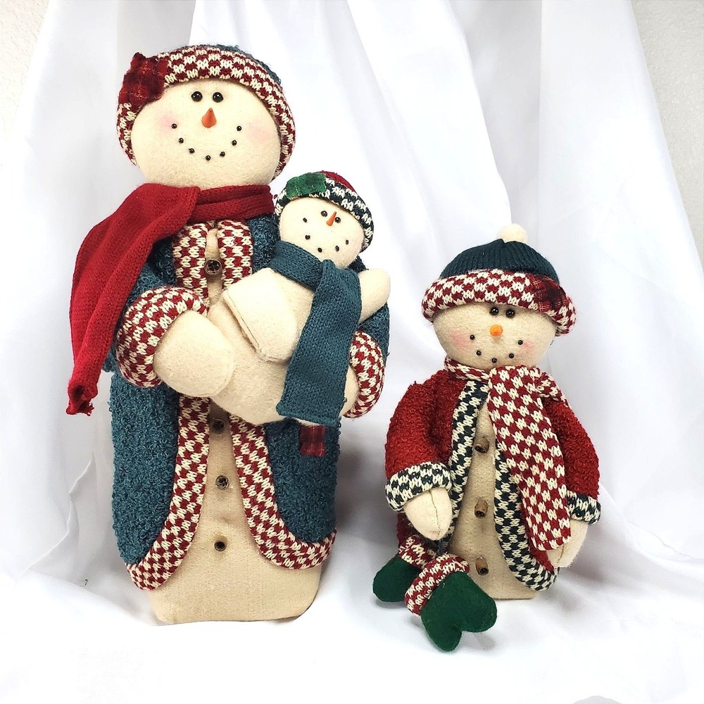 Snowman Family Plush Decor Set With Baby & Child weighted bottoms